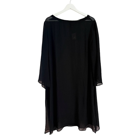 NWT J. Jill 100% Silk Wearever Collection Sheer 3/4 Sleeves Dress Black Size XL - Picture 1 of 9